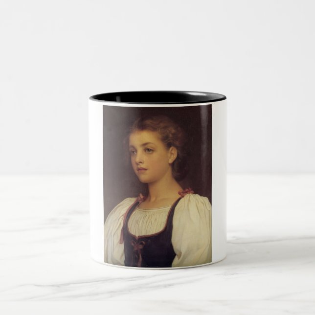 Biondina (by Frederic Leighton) Two-Tone Coffee Mug (Center)