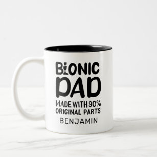 Bionic Dad Knee Replacement Get Well Soon Two-Tone Coffee Mug