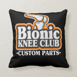 Bionic Knee Club Knee Replacement Surgery 70s Logo Cushion