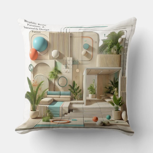 Biophilic Retro-Futurism: A Sustainable Design Fus Cushion (Front)