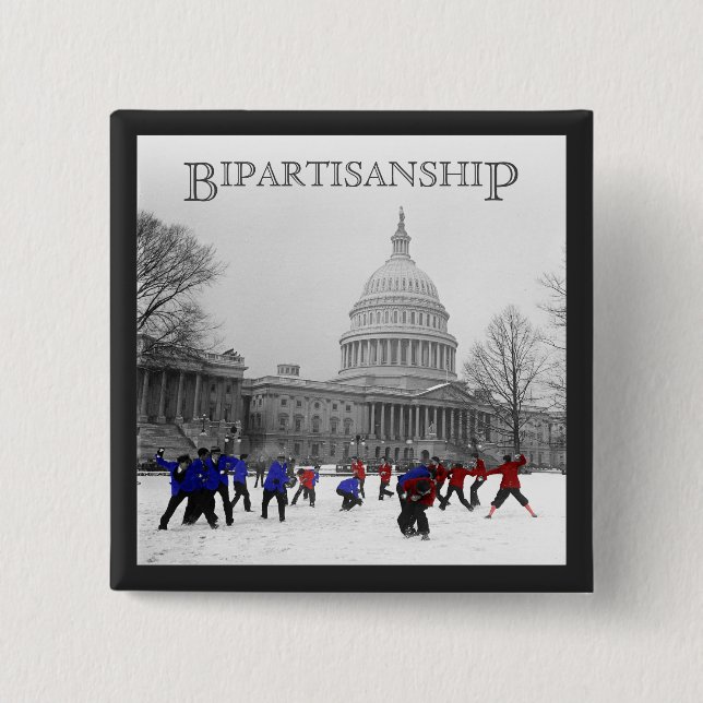 Bipartisan Snowball Fight 15 Cm Square Badge (Front)