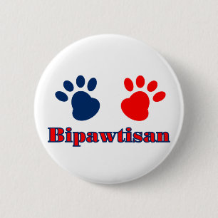 Bipawtisan Funny Dog Paws in Red Blue Politics 6 Cm Round Badge