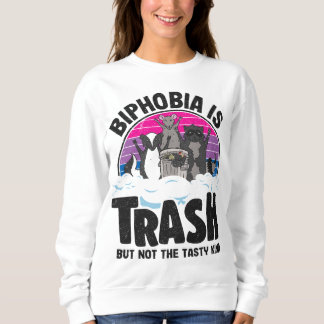 Biphobia Is Trash Opossum Racoon Bisexual Flag Bi Sweatshirt