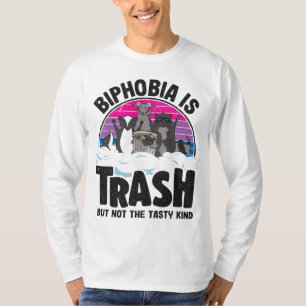 Biphobia Is Trash Opossum Racoon Bisexual Flag Bi T-Shirt