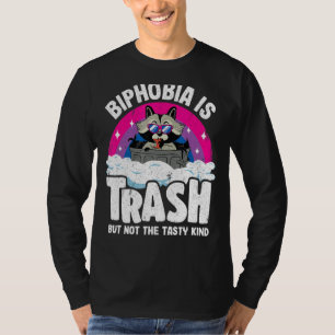 Biphobia Is Trash Racoon Bisexual Pride Flag Bi P T-Shirt