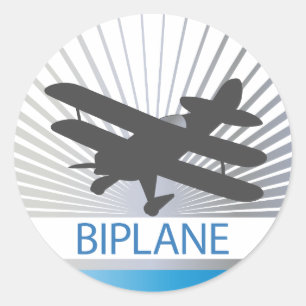 Biplane Aeroplane Classic Round Sticker