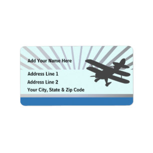 Biplane Aeroplane Label