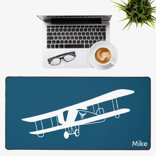 Biplane Aeroplane Simple Aviation Custom Office Desk Mat