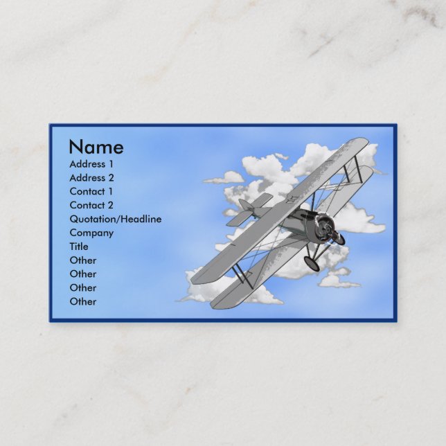 Biplane Business Card Template (Front)