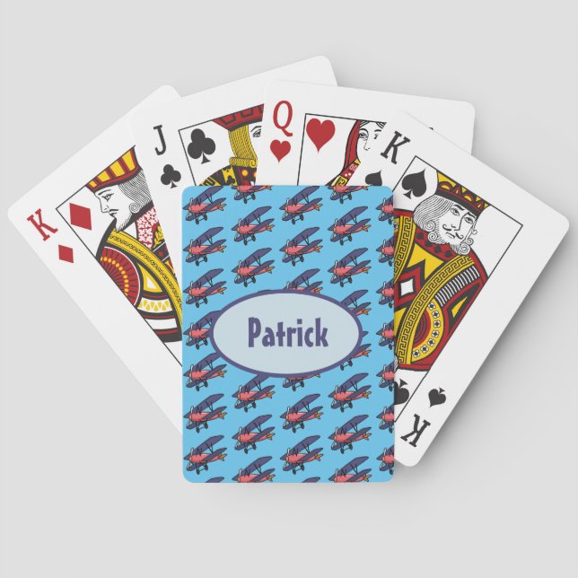 Biplane Pattern Customised Playing Cards (Back)