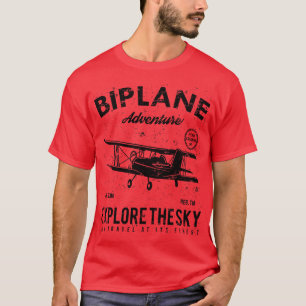 Biplane Retro Vintage Distressed Design T-Shirt