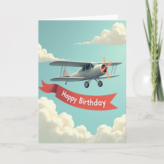 Biplane Sky Birthday Card (Front)