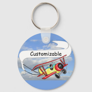 Biplane Towing Banner Customisable Key Ring