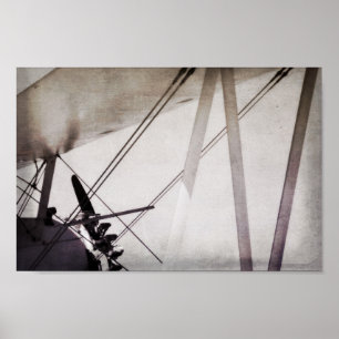 Biplane Wing Abstract Antique Aeroplane Art Poster