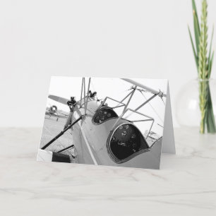 Biplanes Cockpit Black and White Card