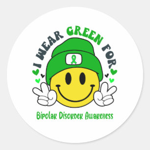 Bipolar Disorder Awareness Ribbon Support Gifts Classic Round Sticker
