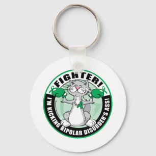 Bipolar Disorder Cat Fighter Key Ring