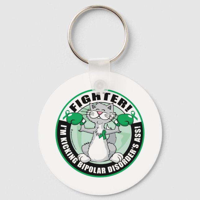 Bipolar Disorder Cat Fighter Key Ring (Front)