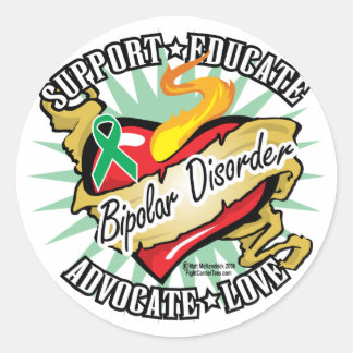 Bipolar Disorder Classic Heart Round Sticker