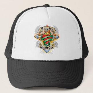 Bipolar Disorder Cross & Heart Trucker Hat