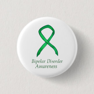 Bipolar Disorder Green Awarness Ribbon Custom Pin