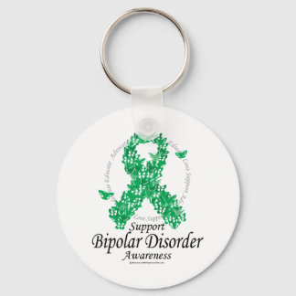 Bipolar Disorder Ribbon of Butterflies Key Ring