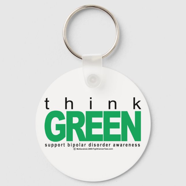 Bipolar Disorder THINK Green Key Ring (Front)