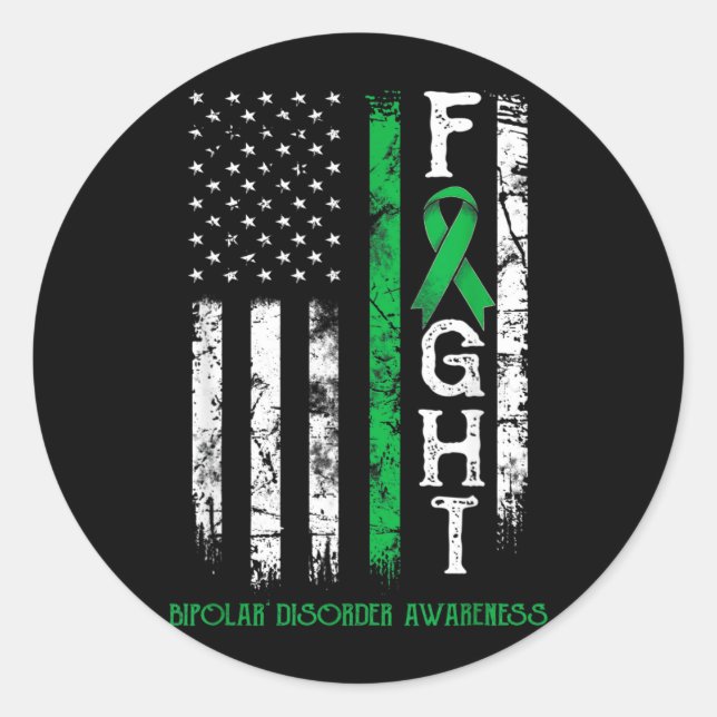 Bipolar Disorder Warrior Us Flag Classic Round Sticker (Front)