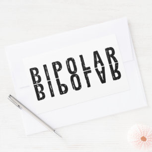 Bipolar text design rectangular sticker