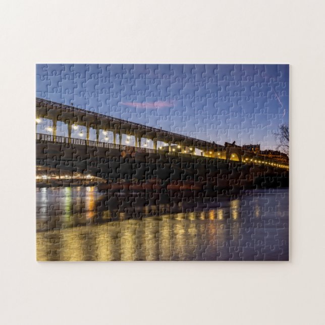 Bir-Hakeim bridge at dawn in winter - Paris Jigsaw Puzzle (Horizontal)