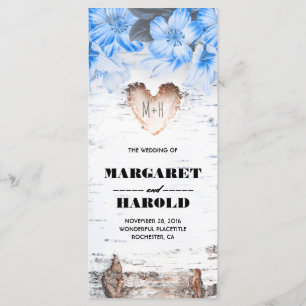 Birch Bark Heart Rustic Country Wedding Programs Programme