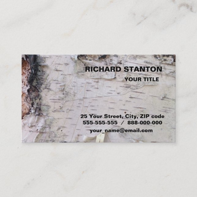Birch bark pattern business card (Front)