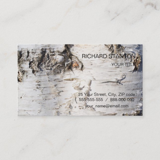 Birch bark pattern business card (Front)