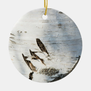 Birch bark pattern ceramic tree decoration
