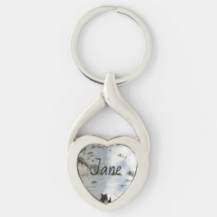 Birch bark pattern key ring