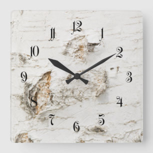 Birch bark pattern square wall clock