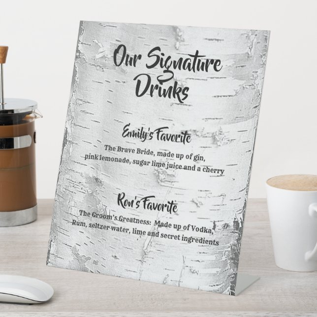 Birch Bark Signature Drinks Standing Sign (In SItu)