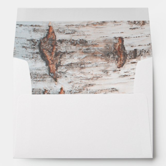 Birch Bark Texture Rustic Country Wedding Envelope (Back (Bottom))