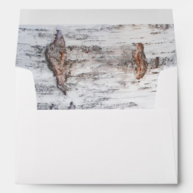 Birch Bark Texture Rustic Country Wedding Envelopes (Back (Bottom))