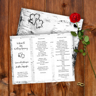 Birch Bark Wedding Ceremony Programs Folded