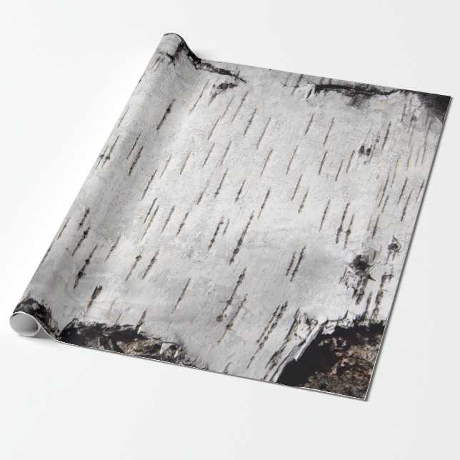 Birch Bark White Rustic  Holiday Gift Wrapping Paper (Unrolled)
