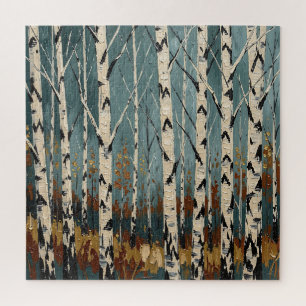 Birch Forest Autumn Impressionist Jigsaw Puzzle