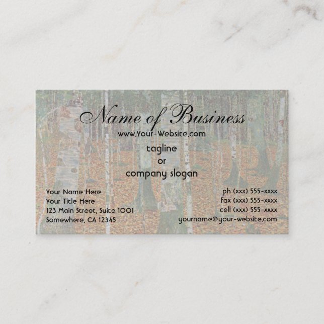 Birch Forest by Gustav Klimt Business Card (Front)