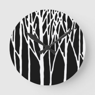 Birch Forest by Leslie Peppers Round Clock