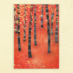 Birch Forest Landscape Canvas Print<br><div class="desc">Painting of a birch or aspen forest in the fall. Red,  orange and yellow semi abstract woodland.</div>