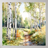 Birch Forest Painting Poster