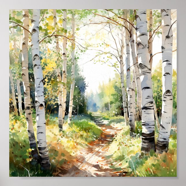 Birch Forest Painting Poster (Front)