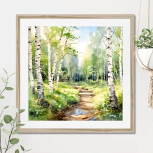 Birch Forest Painting Poster