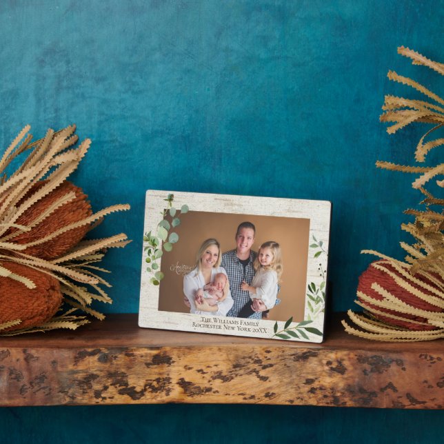 Birch Greenery Personalized Name Photo Plaque (Side)