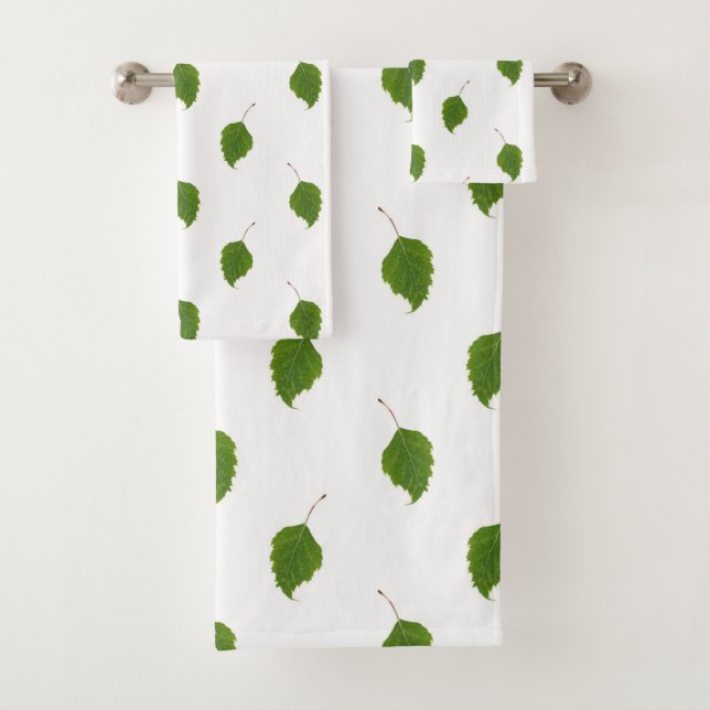 Birch Leaf Pattern Bath Towel Set (Insitu)